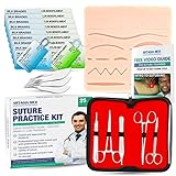 Kit completo de práctica de sutura para entrenamiento de suturas, incluye una almohadilla de sutura de silicona grande (solo para demostración y uso educativo)